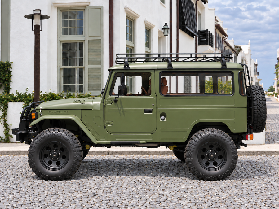 1995/96 Toyota Bandeirante Long Wagon — Military Green · Cognac Diamond Stitch